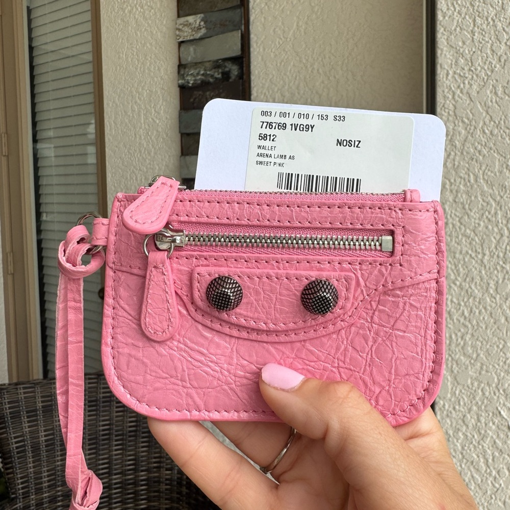Balenciaga Mini Wallet / Card Holder Sweet Pink Lambskin, Authenticated